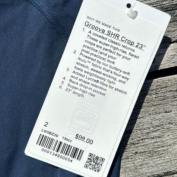 Lululemon Groove Super-High-Rise Crop 23" True Navy size 2 NWT 💙 blue - Picture 3 of 5
